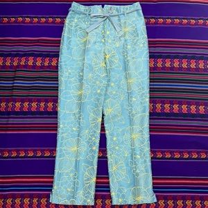 NWOT! Unique Debra deRoo Silk Embroidered Pants